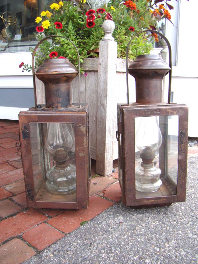 A pair of 19th century oil lanterns marked C.F.R.  ATEL- CT